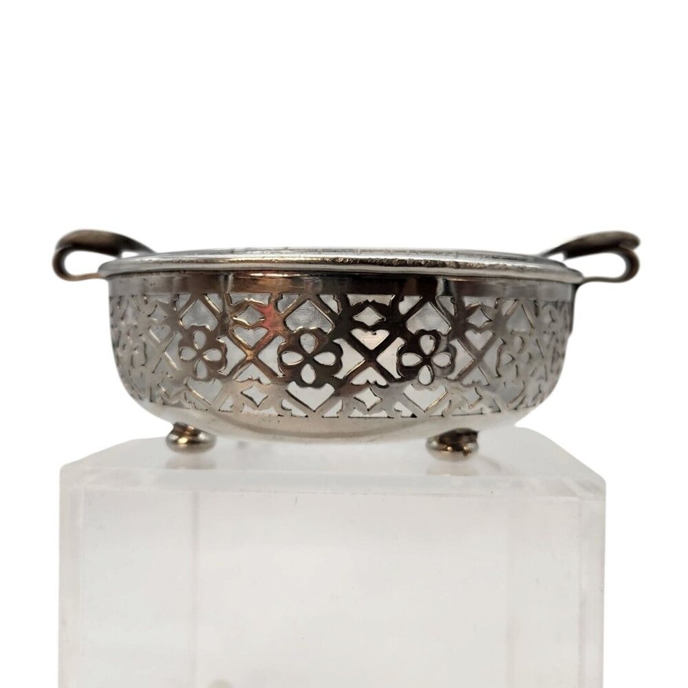 Vintage E&JB Ashtray Silver Plate Basket with Glass Bowl Insert READ